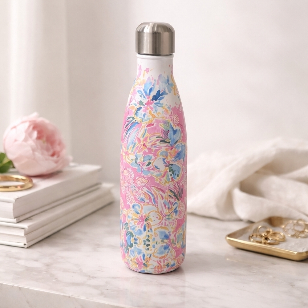 Starbucks + Lilly Pulitzer Stainless Steel Water Bottle Pink Floral